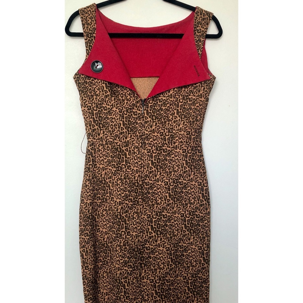 Bettie Page Leopard Print Dress - Picture 2 of 3